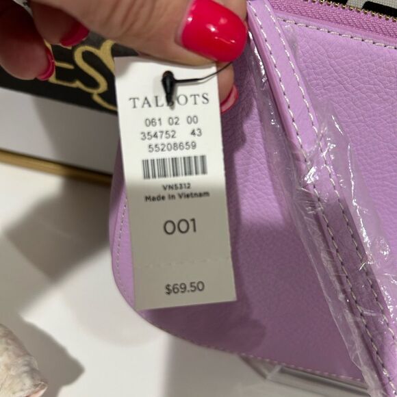 Talbots Purple Leather Clutch Wristlet Wallet Cellphone NWT - Picture 7 of 9